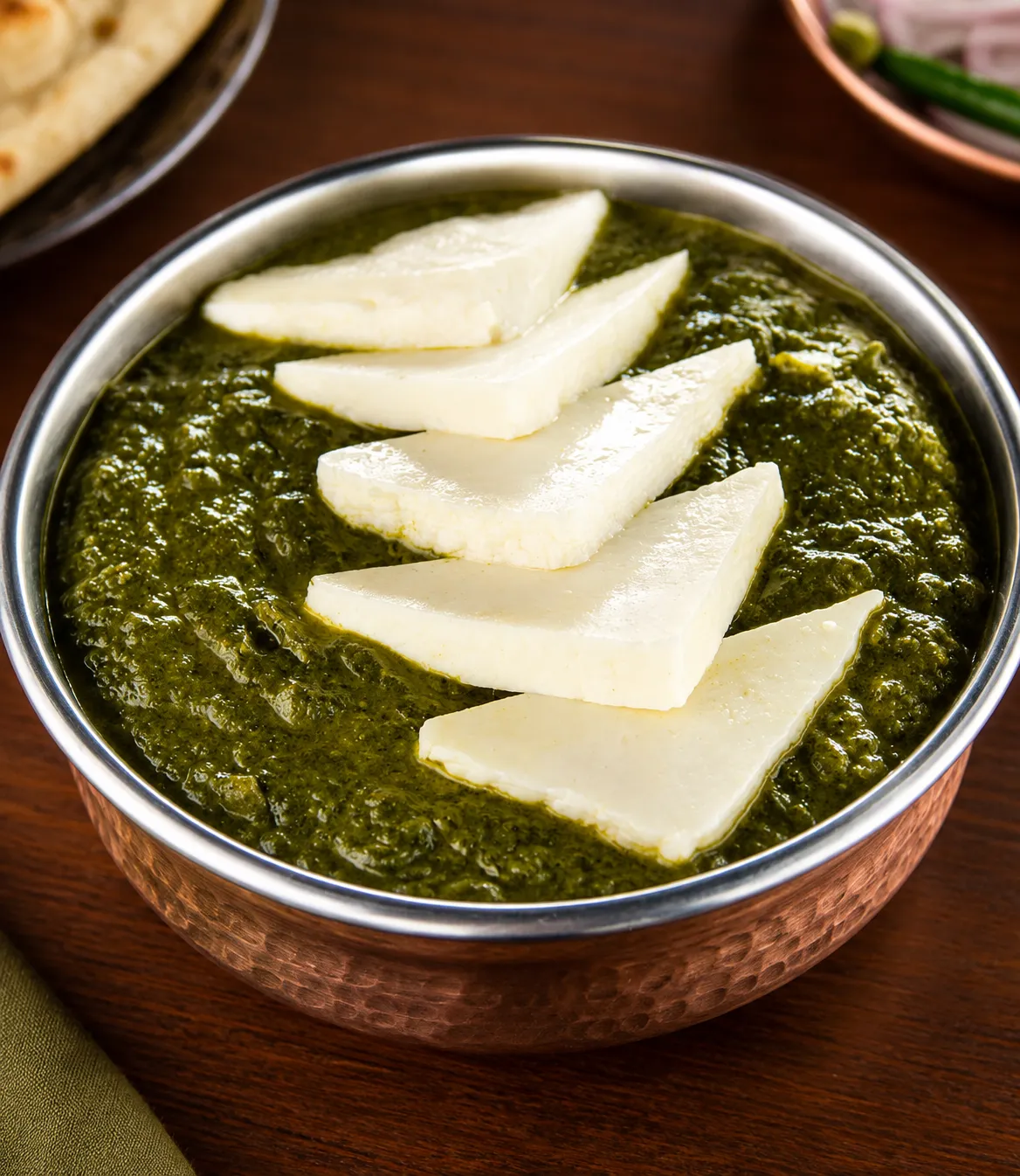 Palak paneer with fresh spinach and house paneer at Tamarind East Indian Restaurant Calgary